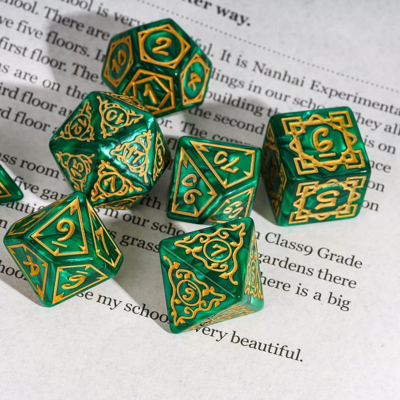 Poludie Dice DND, Polyhedral Dice Set(7 Pcs) D&D Dice with Leather Dice Bag for Role Playing Dice Games RPGs(Druid - Green) - Image 5